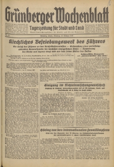Gr&uuml;nberger Wochenblatt: Tageszeitung f&uuml;r Stadt und Land, No. 39. (16. Februar 1937)