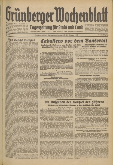 Gr&uuml;nberger Wochenblatt: Tageszeitung f&uuml;r Stadt und Land, No. 49. (27./28. Februar 1937)