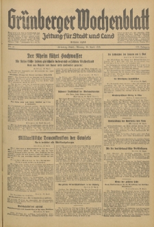 Gr&uuml;nberger Wochenblatt: Zeitung f&uuml;r Stadt und Land, No. 99. (29. April 1935)