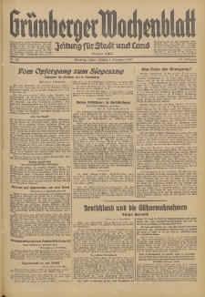 Grünberger Wochenblatt: Zeitung für Stadt und Land, No. 262. (8. November 1935)