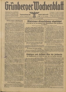 Gr&uuml;nberger Wochenblatt: Tageszeitung f&uuml;r Stadt und Land, No. 17. (21. Januar 1938)