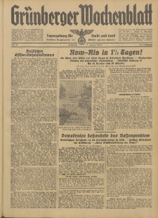 Gr&uuml;nberger Wochenblatt: Tageszeitung f&uuml;r Stadt und Land, No. 21. (26. Januar 1938)