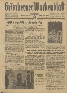 Gr&uuml;nberger Wochenblatt: Tageszeitung f&uuml;r Stadt und Land, No. 28. (3. Februar 1938)