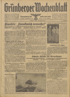 Gr&uuml;nberger Wochenblatt: Tageszeitung f&uuml;r Stadt und Land, No. 37. (14. Februar 1938)