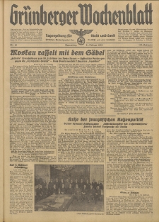 Gr&uuml;nberger Wochenblatt: Tageszeitung f&uuml;r Stadt und Land, No. 46. (24. Februar 1938)