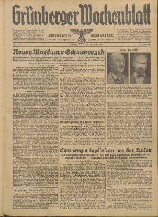 Gr&uuml;nberger Wochenblatt: Tageszeitung f&uuml;r Stadt und Land, No. 49. (28. Februar 1938)