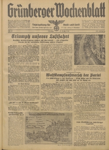 Gr&uuml;nberger Wochenblatt: Tageszeitung f&uuml;r Stadt und Land, No. 67. (21. M&auml;rz 1938)