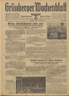 Gr&uuml;nberger Wochenblatt: Tageszeitung f&uuml;r Stadt und Land, No. 68. (22. M&auml;rz 1938)
