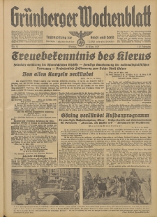 Gr&uuml;nberger Wochenblatt: Tageszeitung f&uuml;r Stadt und Land, No. 73. (28. M&auml;rz 1938)
