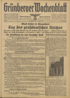 Gr&uuml;nberger Wochenblatt: Tageszeitung f&uuml;r Stadt und Land, No. 80. (5. April 1938)