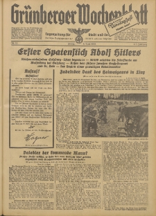 Gr&uuml;nberger Wochenblatt: Tageszeitung f&uuml;r Stadt und Land, No. 83. (8. April 1938)