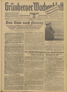 Gr&uuml;nberger Wochenblatt: Tageszeitung f&uuml;r Stadt und Land, No. 107. (9. Mai 1938)