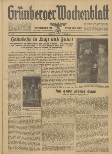 Gr&uuml;nberger Wochenblatt: Tageszeitung f&uuml;r Stadt und Land, No. 109. (11. Mai 1938)