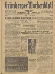 Gr&uuml;nberger Wochenblatt: Tageszeitung f&uuml;r Stadt und Land, No. 113. (16. Mai 1938)