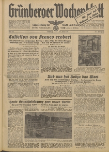 Gr&uuml;nberger Wochenblatt: Tageszeitung f&uuml;r Stadt und Land, No. 136. (14. Juni 1938)