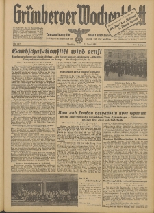 Gr&uuml;nberger Wochenblatt: Tageszeitung f&uuml;r Stadt und Land, No. 142. (21. Juni 1938)