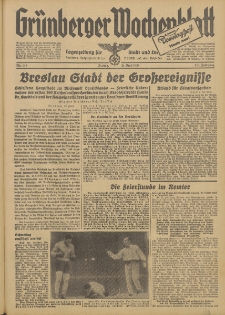 Gr&uuml;nberger Wochenblatt: Tageszeitung f&uuml;r Stadt und Land, No. 145. (24. Juni 1938)
