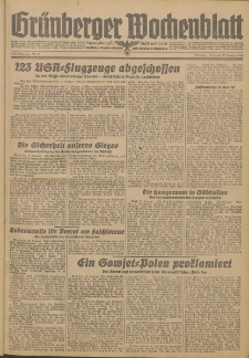 Gr&uuml;nberger Wochenblatt: Zeitung f&uuml;r Stadt und Land, No. 9. (12. Januar 1944)