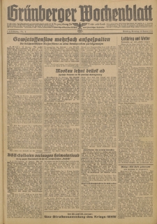 Gr&uuml;nberger Wochenblatt: Zeitung f&uuml;r Stadt und Land, No. 14. (18. Januar 1944)