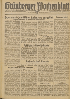 Gr&uuml;nberger Wochenblatt: Zeitung f&uuml;r Stadt und Land, No. 20. (25. Januar 1944)