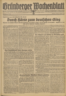Gr&uuml;nberger Wochenblatt: Zeitung f&uuml;r Stadt und Land, No. 25. (31. Januar 1944)