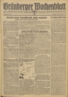 Gr&uuml;nberger Wochenblatt: Zeitung f&uuml;r Stadt und Land, No. 27. (1. Februar 1944)