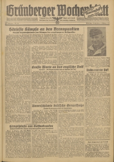 Gr&uuml;nberger Wochenblatt: Zeitung f&uuml;r Stadt und Land, No. 28. (3. Februar 1944)