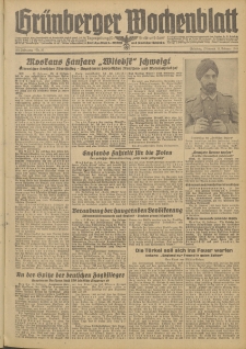 Gr&uuml;nberger Wochenblatt: Zeitung f&uuml;r Stadt und Land, No. 39. (16. Februar 1944)