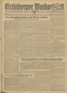 Gr&uuml;nberger Wochenblatt: Zeitung f&uuml;r Stadt und Land, No. 40. (17. Februar 1944)