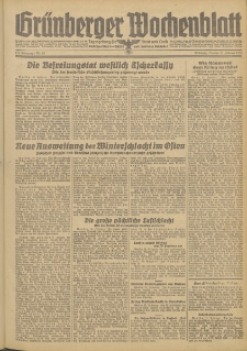 Gr&uuml;nberger Wochenblatt: Zeitung f&uuml;r Stadt und Land, No. 43. (21. Februar 1944)