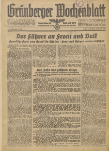 Grünberger Wochenblatt: Tageszeitung für Stadt und Land, No. 1. (2. Januar 1942)
