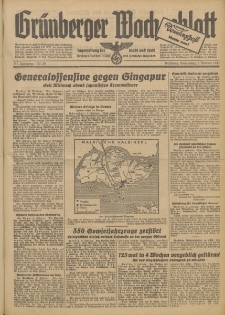 Gr&uuml;nberger Wochenblatt: Tageszeitung f&uuml;r Stadt und Land, No. 30. (5. Februar 1942)