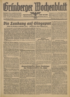Grünberger Wochenblatt: Tageszeitung für Stadt und Land, No. 1. (2. Januar 1942)
