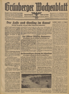 Gr&uuml;nberger Wochenblatt: Tageszeitung f&uuml;r Stadt und Land, No. 38. (14./15. Februar 1942)