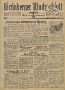 Gr&uuml;nberger Wochenblatt: Tageszeitung f&uuml;r Stadt und Land, No. 42. (19. Februar 1942)