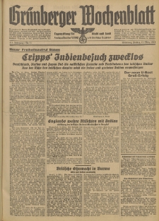 Gr&uuml;nberger Wochenblatt: Tageszeitung f&uuml;r Stadt und Land, No. 61. (13. M&auml;rz 1942)