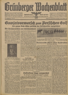 Grünberger Wochenblatt: Tageszeitung für Stadt und Land, No. 68. (21./22. März 1942)
