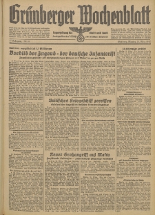 Grünberger Wochenblatt: Tageszeitung für Stadt und Land, No. 69. (23. März 1942)