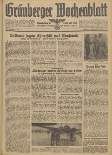 Gr&uuml;nberger Wochenblatt: Tageszeitung f&uuml;r Stadt und Land, No. 71. (25. M&auml;rz 1942)
