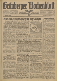 Grünberger Wochenblatt: Tageszeitung für Stadt und Land, No. 80. (7. April 1942)
