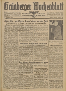 Grünberger Wochenblatt: Tageszeitung für Stadt und Land, No. 85. (13. April 1942)