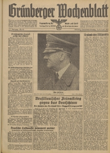 Gr&uuml;nberger Wochenblatt: Tageszeitung f&uuml;r Stadt und Land, No. 90. (18./19. April 1942)