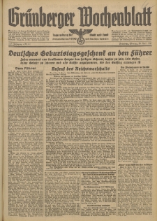 Gr&uuml;nberger Wochenblatt: Tageszeitung f&uuml;r Stadt und Land, No. 91. (20. April 1942)
