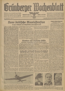 Gr&uuml;nberger Wochenblatt: Tageszeitung f&uuml;r Stadt und Land, No. 96. (25./26. April 1942)