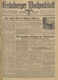 Gr&uuml;nberger Wochenblatt: Tageszeitung f&uuml;r Stadt und Land, No. 103. (5. Mai 1942)