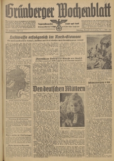 Gr&uuml;nberger Wochenblatt: Tageszeitung f&uuml;r Stadt und Land, No. 113. (16./17. Mai 1942)