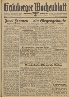 Gr&uuml;nberger Wochenblatt: Tageszeitung f&uuml;r Stadt und Land, No. 118. (22. Mai 1942)