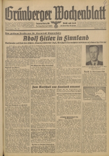 Gr&uuml;nberger Wochenblatt: Tageszeitung f&uuml;r Stadt und Land, No. 129. (5. Juni 1942)