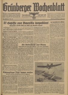 Gr&uuml;nberger Wochenblatt: Tageszeitung f&uuml;r Stadt und Land, No. 108. (11. Mai 1942)