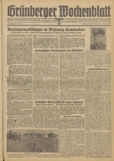 Grünberger Wochenblatt: Tageszeitung für Stadt und Land, No. 184. (8./9. August 1942)